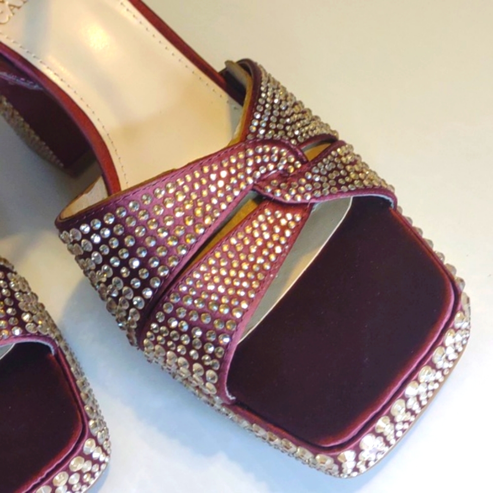 🐾VINCE CAMUTO VP-Pava Platform Heels in Burgundy Bordo Satin - Picture 5 of 17